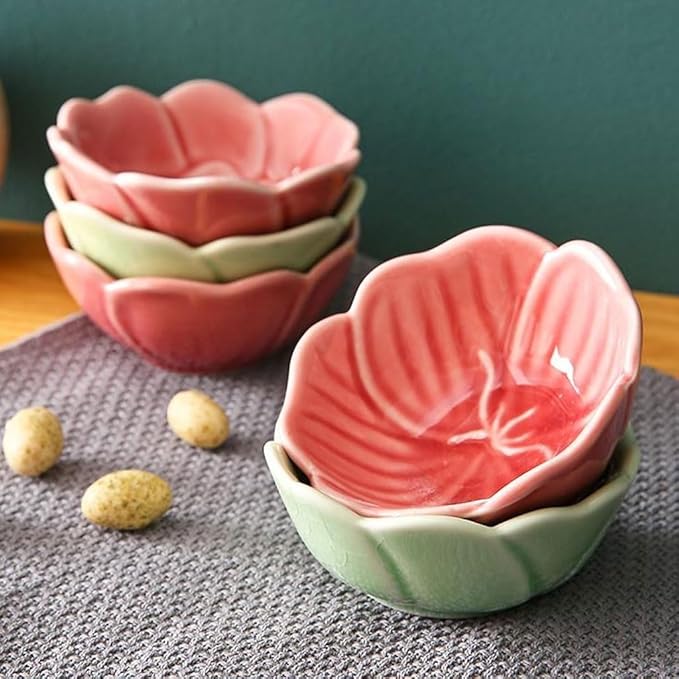 FAREWELL Dipping Bowls Flower Shaped Ceramic Dipping Bowl Soy Sauce Plate Mini Condiment Porcelain Sauce Bowl Dipping Candy Serving Plate Appetizer Bowls (Color : A)