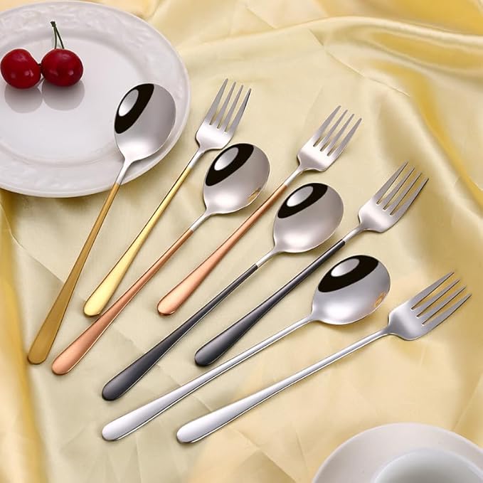 Stainless Steel Flatware serving set,Home Kitchen Eating Tableware Set,Dishwasher Safe,For Home Kitchen Restaurant Hote 1/4/6/8/10/12 Pieces 316 Stainless Steel Spoons And Forks, Household Eating Spoo