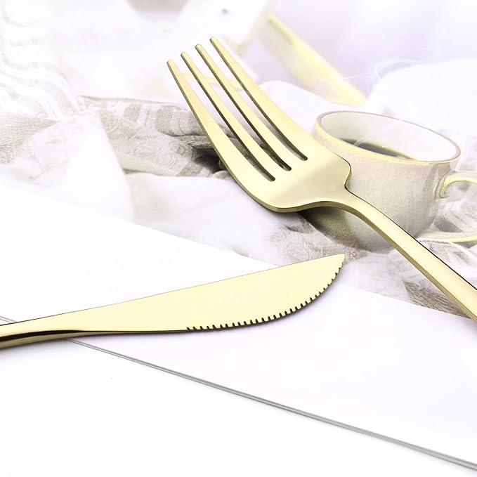 40 Pcs Mirror Polish Silverware Set, Large Set 18/10 Stainless Steel Flatware Cutlery Set For Home Daily Use/Wedding Party/Restaurant, Utensils Set Service For 10 (Champagne)