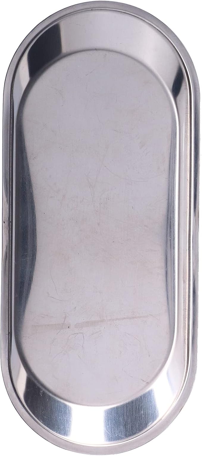 Stainless Steel Serving Tray, Oval Platter, Mini Thickened Stainless Steel Trays for Food Metal Serving Tray with Smooth Lines for Storage and Organization (S)