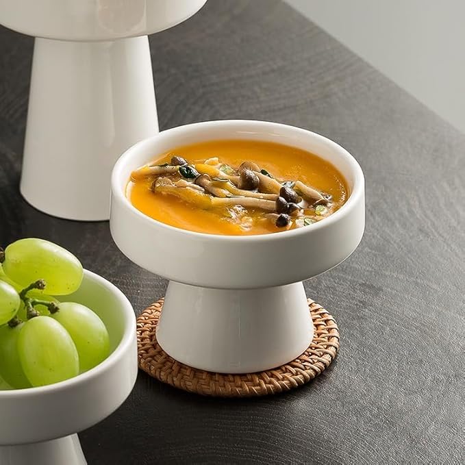 Kitchen Plates Ceramic Snack Bowl Dessert Cake Ice Cream Household High-foot Dried Fruit Plate Hotel Restaurant Tableware Restaurant Plates(4.5 in 2)