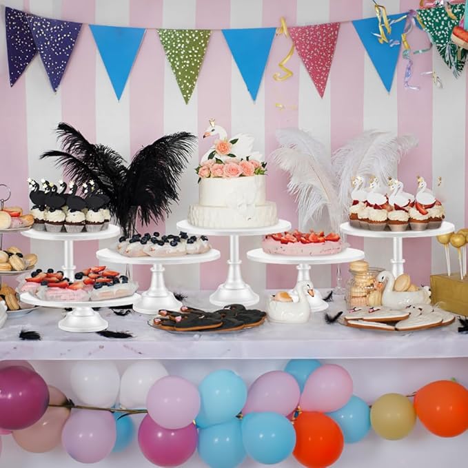 3 Pcs Cake Stand with 20Pcs Cakeboard Round, Cake Stand Set Disc Diameter 8" 10" 12", Perfect Dessert Table Display Set, Cupcake&Cake Stands for Party, Wedding, Birthday (White)