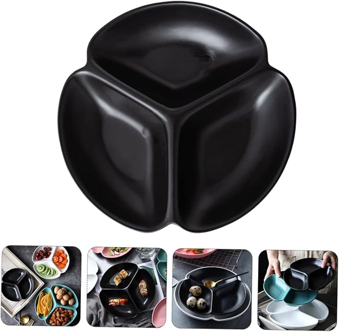 LIFKOME 1pc Separate Porcelain Plates Serving Trays Appetizer Plates Snack Fruit for Home Easy to Clean Material No Burrs for Family Restaurant Cafe