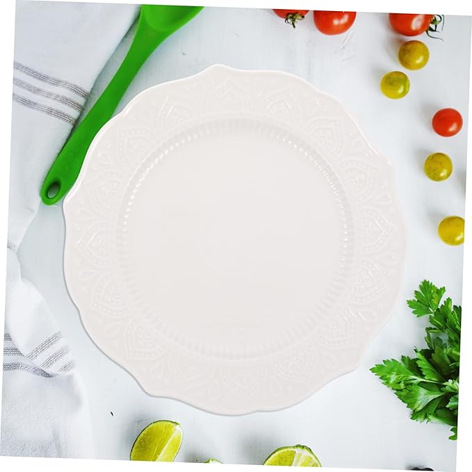 PRETYZOOM Vintage French Style Ceramic Food Serving Plate Elegant Porcelain Dish for Western Cuisine for Snacks Appetizers and Artistic Photography