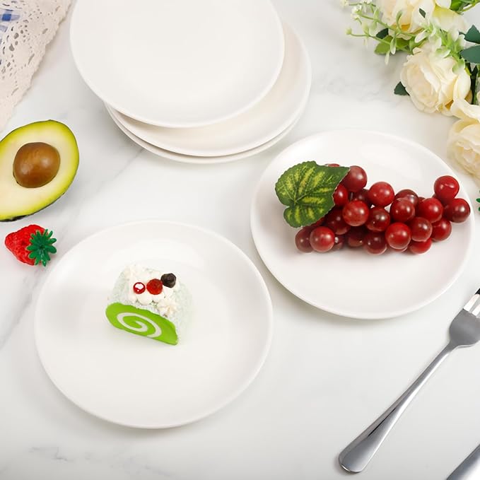 Ceramic Dessert Plates Set of 6,7 Inch White Appetizer Plates,Round Small Salad Plates Dinner Plates,Porcelain Dessert Plates for Snacks Cake,Microwave & Dishwasher Safe