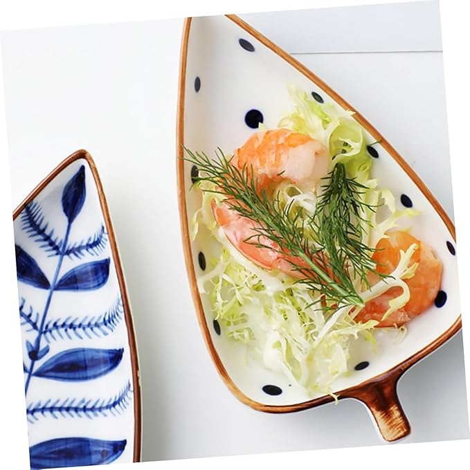 Cabilock Leaf-shaped Ceramic Sauce Dish Versatile Dipping Bowls for Condiments Snacks Fruits and Desserts for Home Parties Bbqs and Outdoor Events Random Style