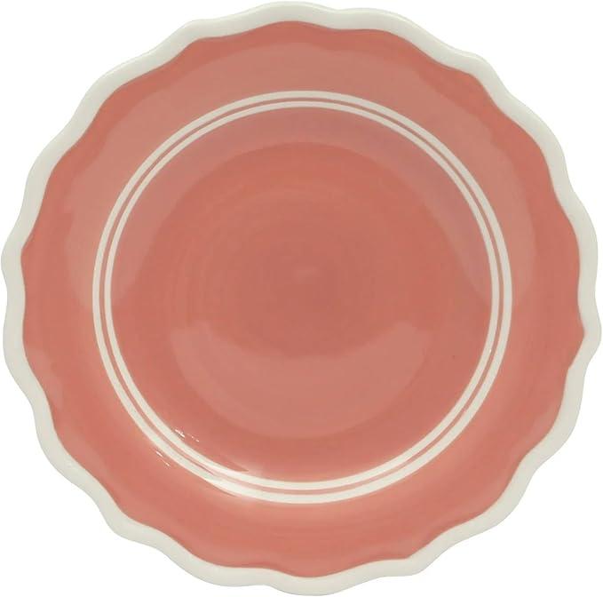 12-Piece Ceramic Dinnerware Set – 4 Dinner Plates, 4 Salad Plates, 4 Bowls, Purple and White Modern Tableware, Dishwasher & Microwave Safe (Coral)