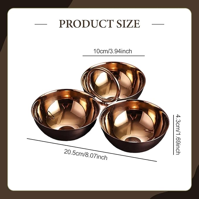 Stainless Steel Snack Serving Bowls Serving Trays Versatile Easy to Clean Appetizer Plates Fruit Plates for Party Bar Candies (Rose Gold)