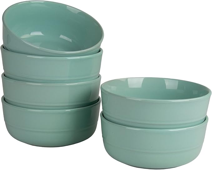 Double Line 6.25"/24 oz Cereal Bowl, Set of 6, Seafoam