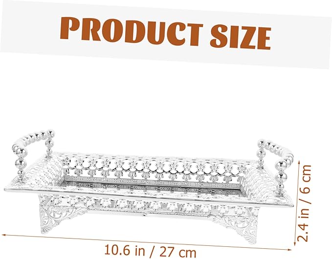 GLEAVI Nordic Style Metal Fruit Serving Tray with Handle Mirrored Silver Snack Storage Dish for Parties KTV and Home Decor Decorative Candy Nut and Dried Fruit Platter