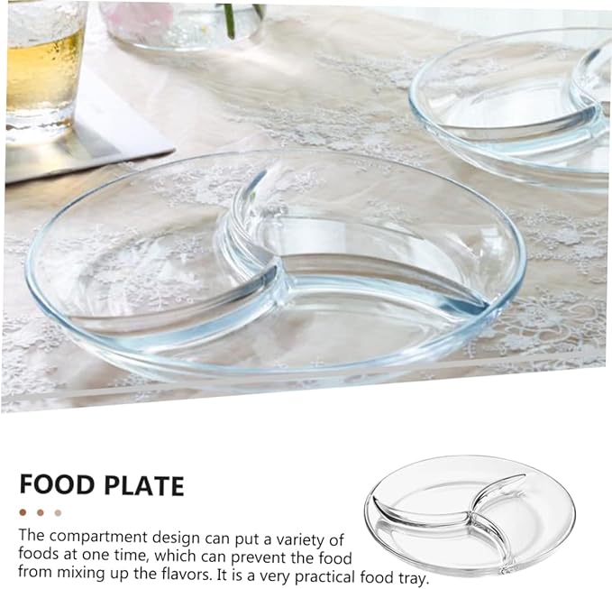 Ciieeo Serving Tray Fruit Salad Plate Compartment Dessert Plate Glass Tableware
