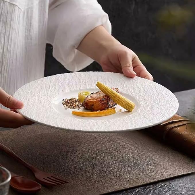 SONGCHAO Party Supplies Western Food Plates, Household Simple Nordic Steak Dinner Plates, Light Luxury Flat Plates, Shallow Plates, Ceramic Tableware Party Plates (Color : A)