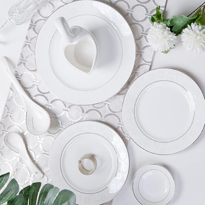 Dinnerware Set Dishes and Plates Sets Kitchen Tableware Ceramic Plates and Dishes Bowls 60pcs Combination Jingdezhen Ceramic-White