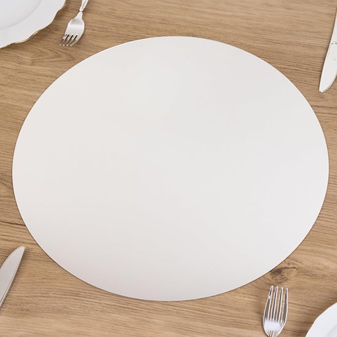 Efavormart 10 Pack Silver Round Acrylic Mirror Tray for Decoration, Large Circle Candle Plate Centerpiece Bases - 16"