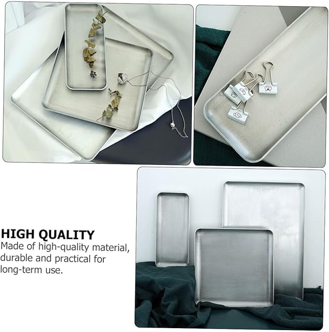 BESTYASH Aluminum Serving Tray Silver Rustic Storage Plate Practical Utility Snack Platter for Home Vintage Industrial Style Small Organizer