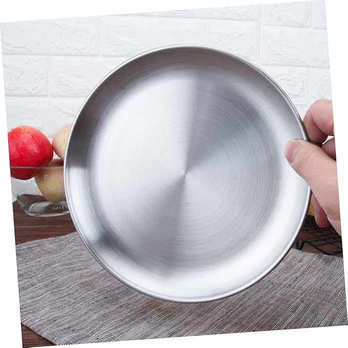 GLEAVI Compact Round Tray Stainless Steel Fruit Serving Plate Kitchen Supplies