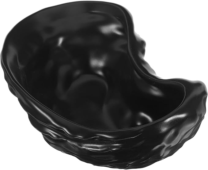 STOBAZA Ceramic Oyster Shell Plate Matte Black Decorative Food Serving Plate Party Appetizer Dish for Seafood and Dessert in Hotel Dining
