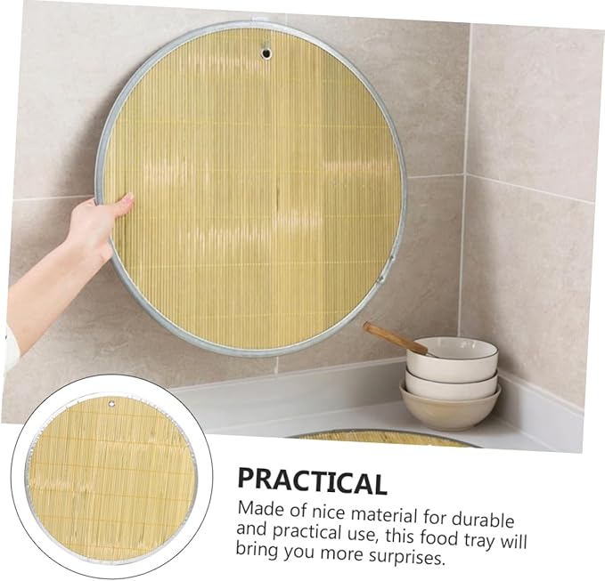 1pc Bamboo Dumpling Tray Food Storage Pad Steamed Bun Display Plate with Edging Household Dumpling Serving Tray for Home Restaurant Use