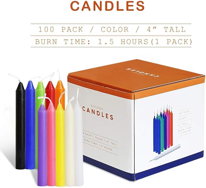 100 Pack Assorted Color Spell Chime Candles, 4 Inch Mini Taper Candles for for Home Decor Kitchen Decor Wedding Decoration-10 Colours