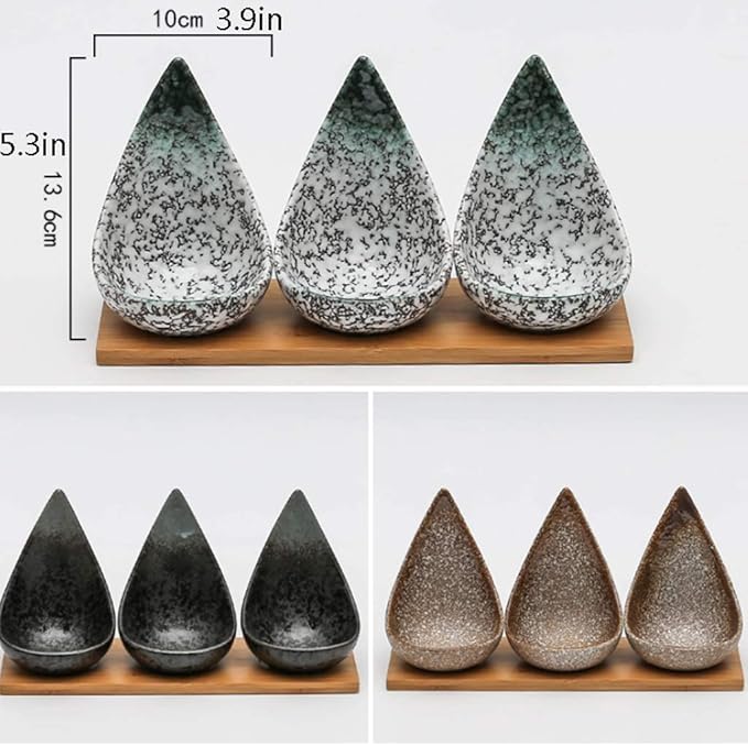 Sauce Plates/Sauce Dish Dessert/Appetizer Tear Drop Shape Plate, Ceramic Sauce Dishes Plates Serving Saucers Bowl for Sushi Appetizer Japanese Style Dinnerware Set Snack,C