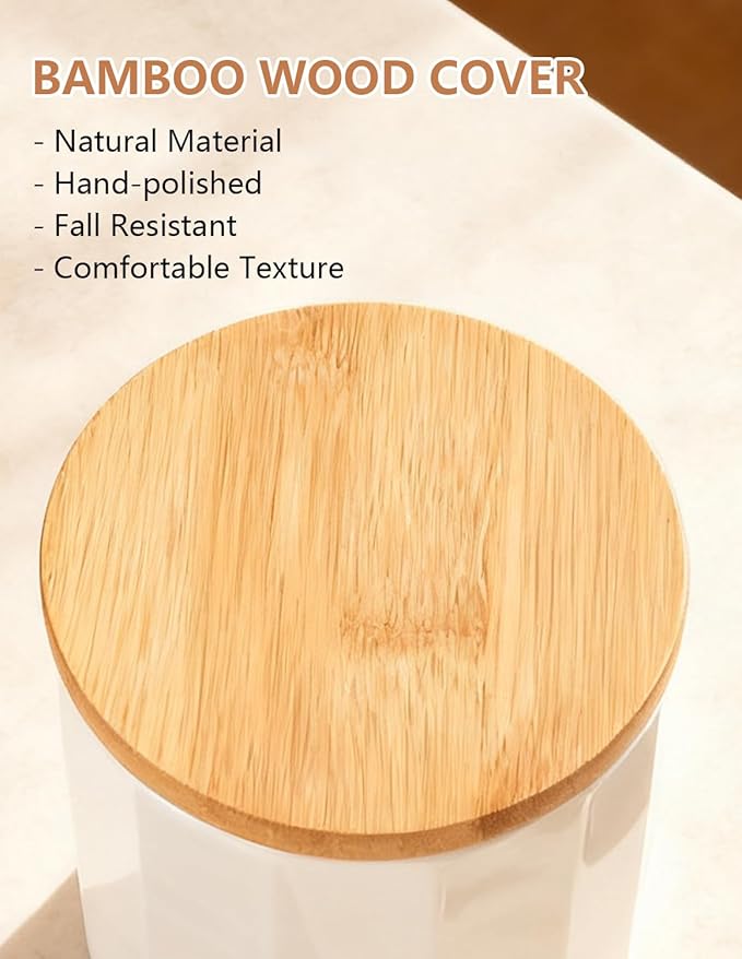 Ceramic Food Storage Containers with Lids, White Kitchen Canisters for Countertop, Food Containers Jar for Flour, Coffee Bean, Sugar, Tea, Spices and More, Home Decor (700ml/23.66oz)