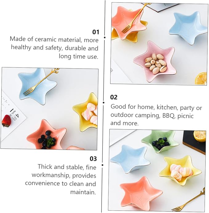 Ciieeo 3pcs Elegant Ceramic Sauce Dish Dipping Plates for Condiments Appetizers and Sauces Lightweight Non-slip Design for Home and Restaurant Use Random Color Selection