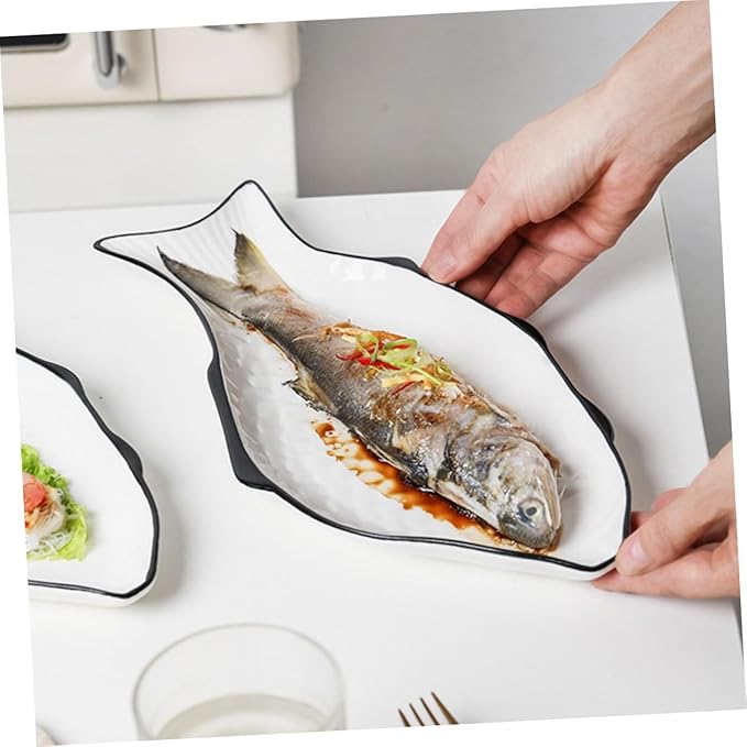 Fish Steaming Plate Small Ceramic Steamer Dish for Healthy Cooking for Microwave Use for Serving Delicious Seafood and Appetizers
