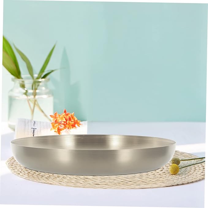 PRETYZOOM Stainless Steel Steak Plate Meat Platter Candy Tray Silver Serving Tray Set