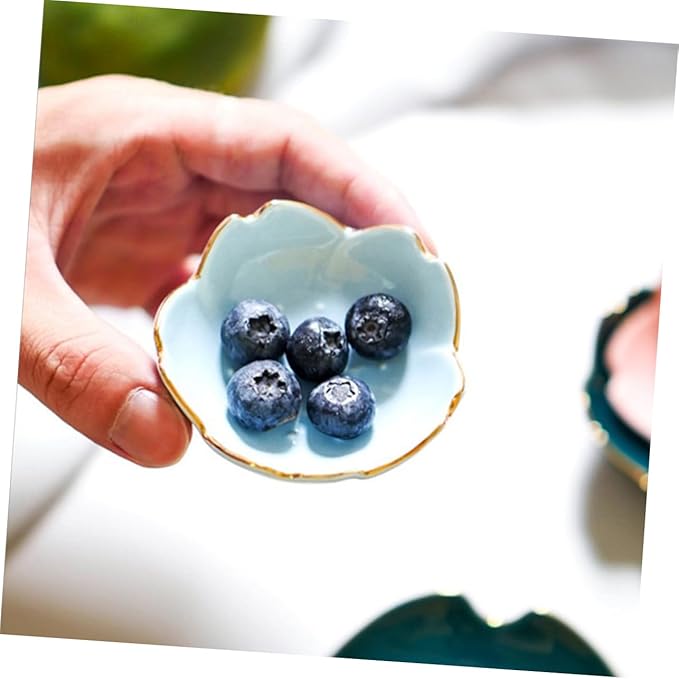 2Pcs Shape Ceramic Dipping Plates Blue Porcelain Sauce Dish for Condiments Seasoning Vinegar Bbq and Appetizers Kitchen and Outdoor Use