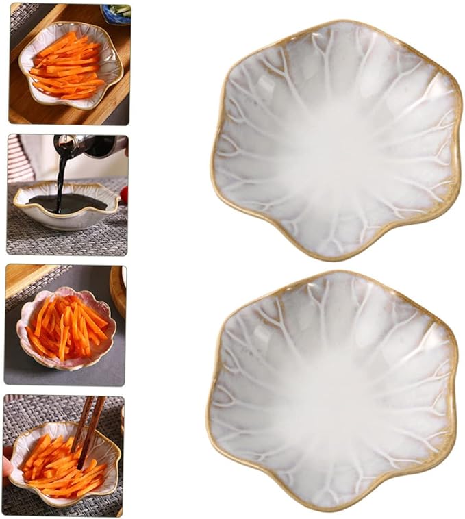 2pcs Dipping Sauce Dish Multi-purpose Appetizer Plates for Home Use for Soy Sauce Vinegar and Snacks Lightweight and Easy to Clean