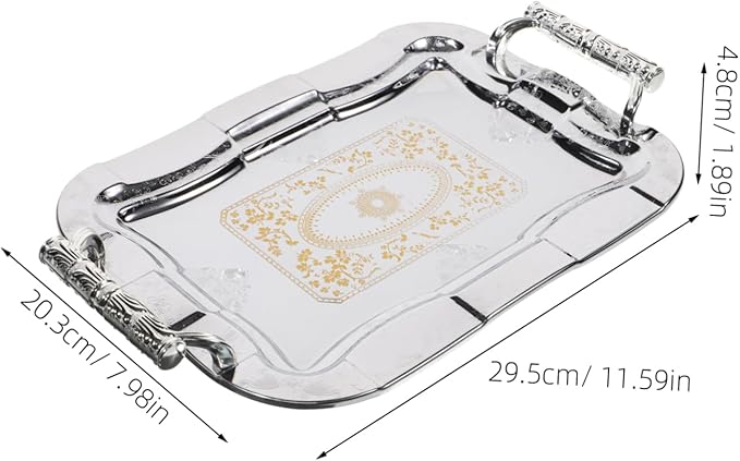PRETYZOOM Vintage Serving Tray for Fruit and Snacks Elegant Decorative Platter for Home Ktv and Restaurant Use Sturdy Stainless Steel Design for Easy Serving