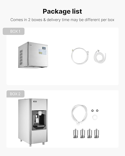VEVOR Commercial Ice Maker, 450 Lbs/Day Ice-Making Machine, 180 Lbs Large Storage Bin with 20 Lbs/Min Automatic Ice-Dispensing, Self-Cleaning Ice Machine with Touchscreen for Bar, Cafe, Restaurant