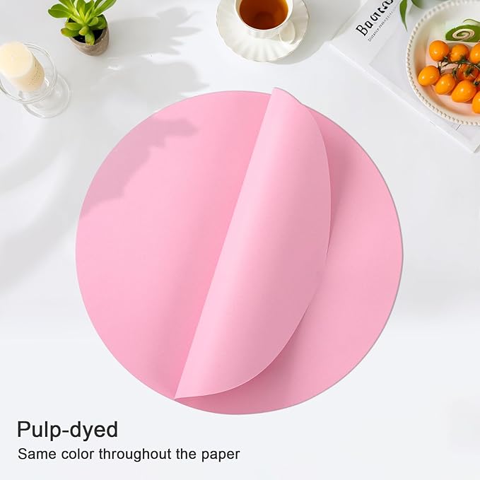 SHACOS 100 pcs Round Paper Placemats Disposable 13 inch Colored Paper Place Mats for Wedding Birthday Party Bridal Baby Shower Table Decoration, Light Pink (Pack of 2)