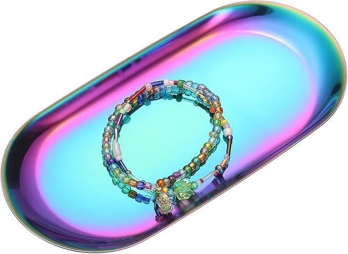 uxcell Square Serving Trays, 7.01" Stainless Steel Decorative Jewelry Dish, Small Vanity Tray for Bathroom Aromatherapy Candle Drink Plate,Titanium