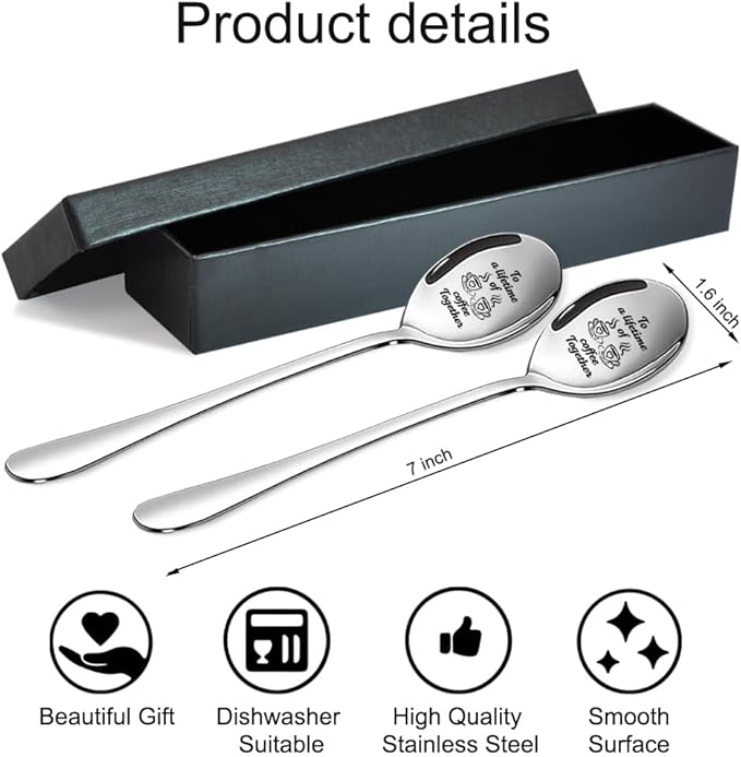 Ice Cream Together 2 Pack Spoons with Gift Box, Ice Cream Together Scoops for Couples, Our Ice Cream Scoops, Spoon Couple Gifts (Funny, E)