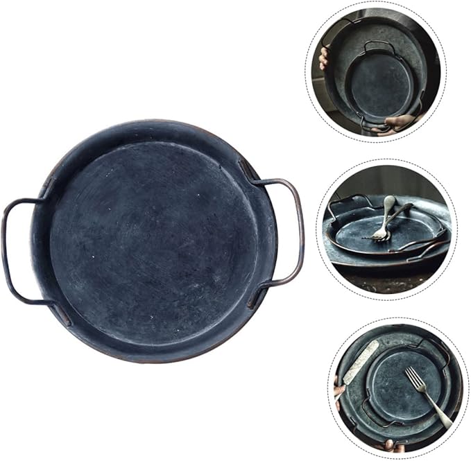 1Pc Retro Home Food Plate Silver Serving Tray for Bread Desserts Jewelry Display for Parties Weddings and Restaurants Easy to Clean and Reusable