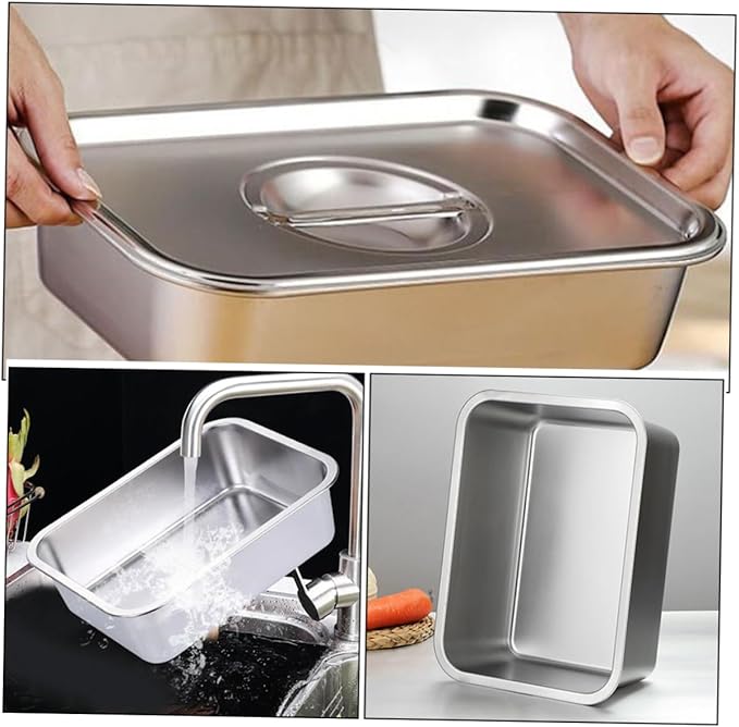 2Pcs Stainless Steel Buffet Tray Catering Food Pan Capacity Serving Dish for Parties Kitchen Use Easy to Clean
