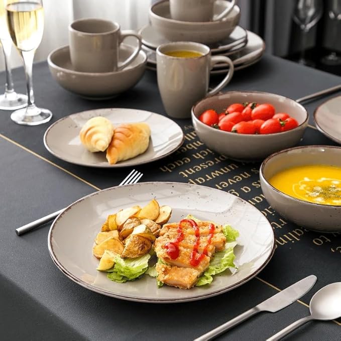 16-Piece Ceramic Stoneware Dinnerware Set with Dinner Plate Dessert Plate 800ml Bowl Mug Tableware Set