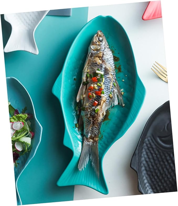 Unique Fish Shape Ceramic Plate Snack Storage for Dinnerware Fish Decor for Home