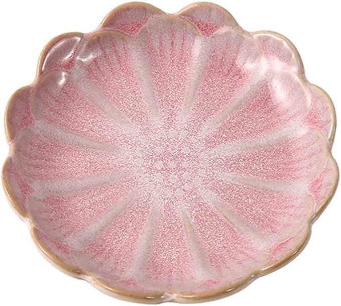 GUERNSEY Snack Bowls 4.4 Inch Ceramic Lotus Plate Sauce Plate Sushi Sauce Snack BBQ Ceramic Plate Dipping Sauce Plate Seasoning Plate Snack & Dip Bowls