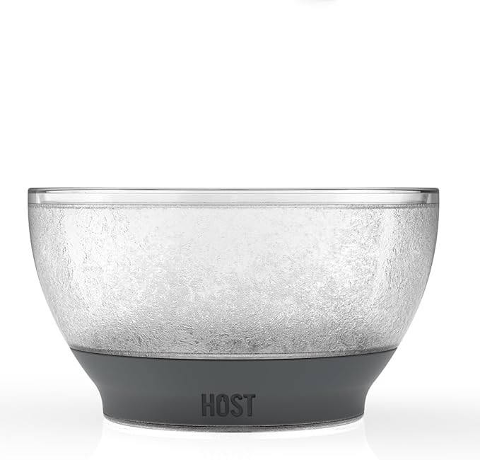 Host Ice Cream Freeze Bowl, Double Walled Insulated Freezer Gel Chiller Kitchen Accessory for Dessert, Dip, Cereal, with Comfort Silicone Grip, Plastic, Grey, 0.47 liters