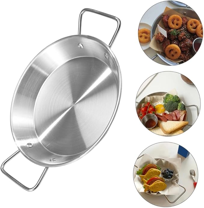 IMIKEYA 1pc Stainless Steel Serving Tray Double Handles Dried Fruit Plate Scalding Snack Tray for Parties Modern Design for Fruits and Snacks Elegant Silver Finish