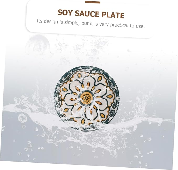 PRETYZOOM Elegant Ceramic Soy Sauce Plate Versatile Condiment Bowl Sushi Dipping Side Dish Serving Appetizer Plate
