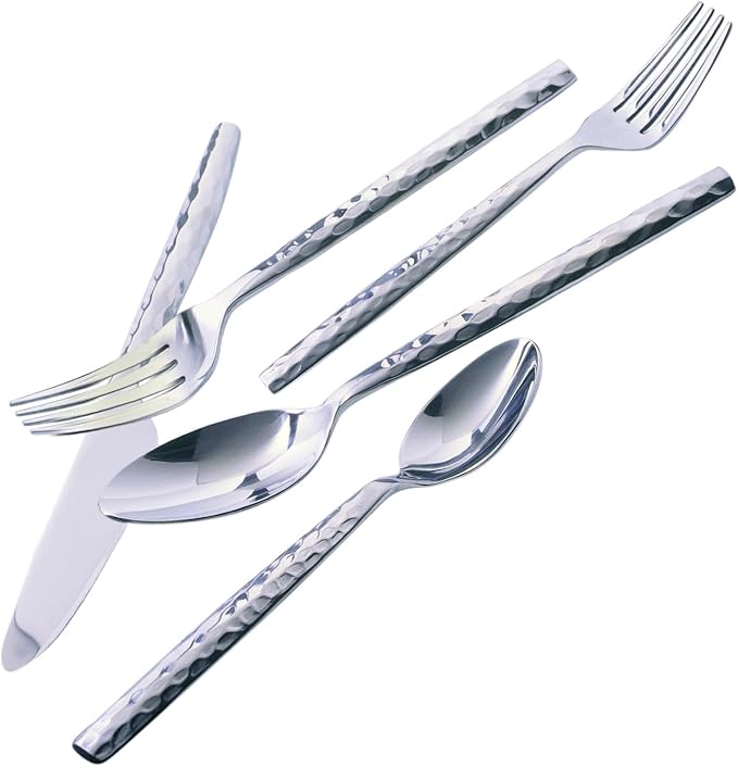 10 Strawberry Street Hammered Forged 20 Piece Flatware Set