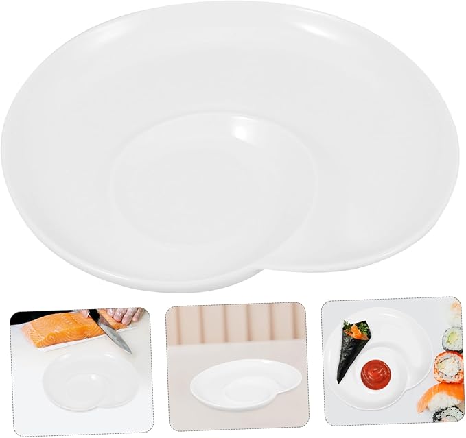 Ceramic Divided Dumpling Plate Decorative Sauce Dish for Sushi Appetizers and Salads Delicate Dessert Plate for Home Events and Gatherings