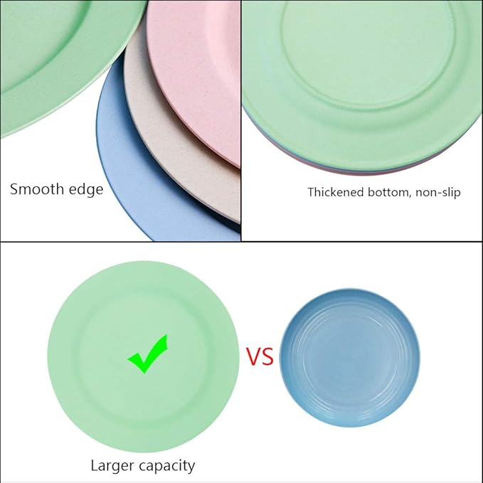 4 Pack 13 Inch Extra large Size Dinner Plate Sets, Delicious Pasta Plates, Unbreakable Dishes, Lightweight Salad Dinnerware, Reusable Dessert Tableware (33cm Blue)