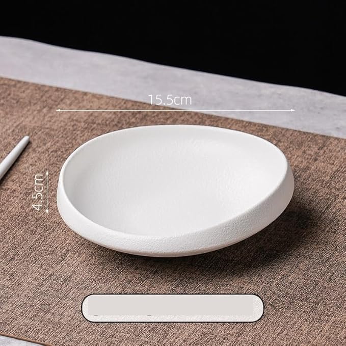 CHICKEN Dinnerware Plates Simple Ceramic Plate Salad Plate Irregular Deep Plate Home Cold Dish Plate Western Food Platter Smooth Dinner Plate(A,Small)