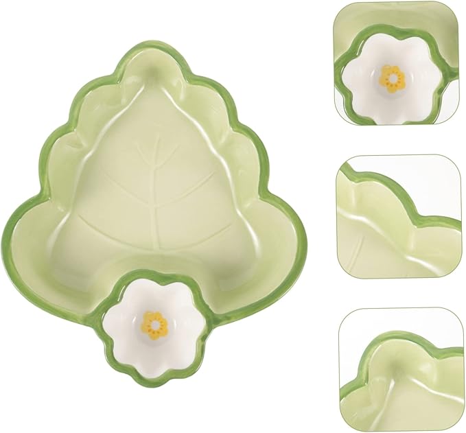 Ceramic Dumpling Plate with Sauce Compartment Cute Divided Serving Tray for Boys and Girls for Dipping Sauces Appetizers and Snacks for Home and Kitchen Use