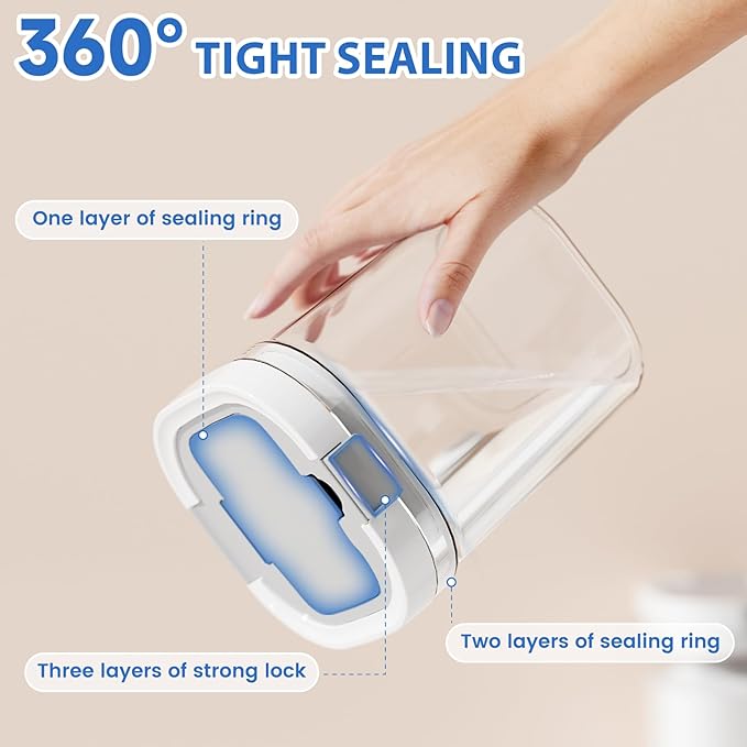 Sugar container with spoon, transparent milk powder jar, easy to clean, suitable for putting coffee, flour and sugar. (1300ml)