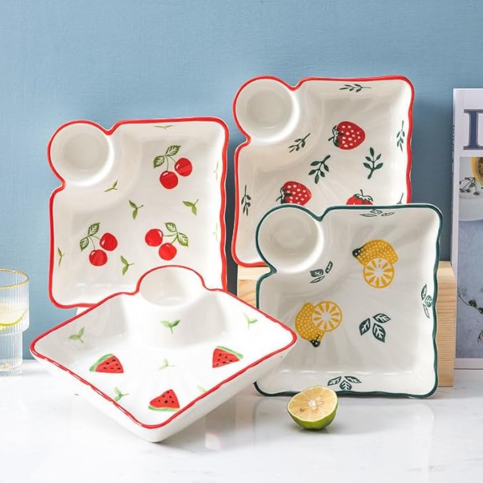 Multi Purpose Appetizer Ceramic Tray Vinegar Bowl Elegant Sushi Cookie Serving Dishes Dipping Sauce Plate for Dumplings French Fries Snacks Homes Restaurants Design Sense Souvenirs